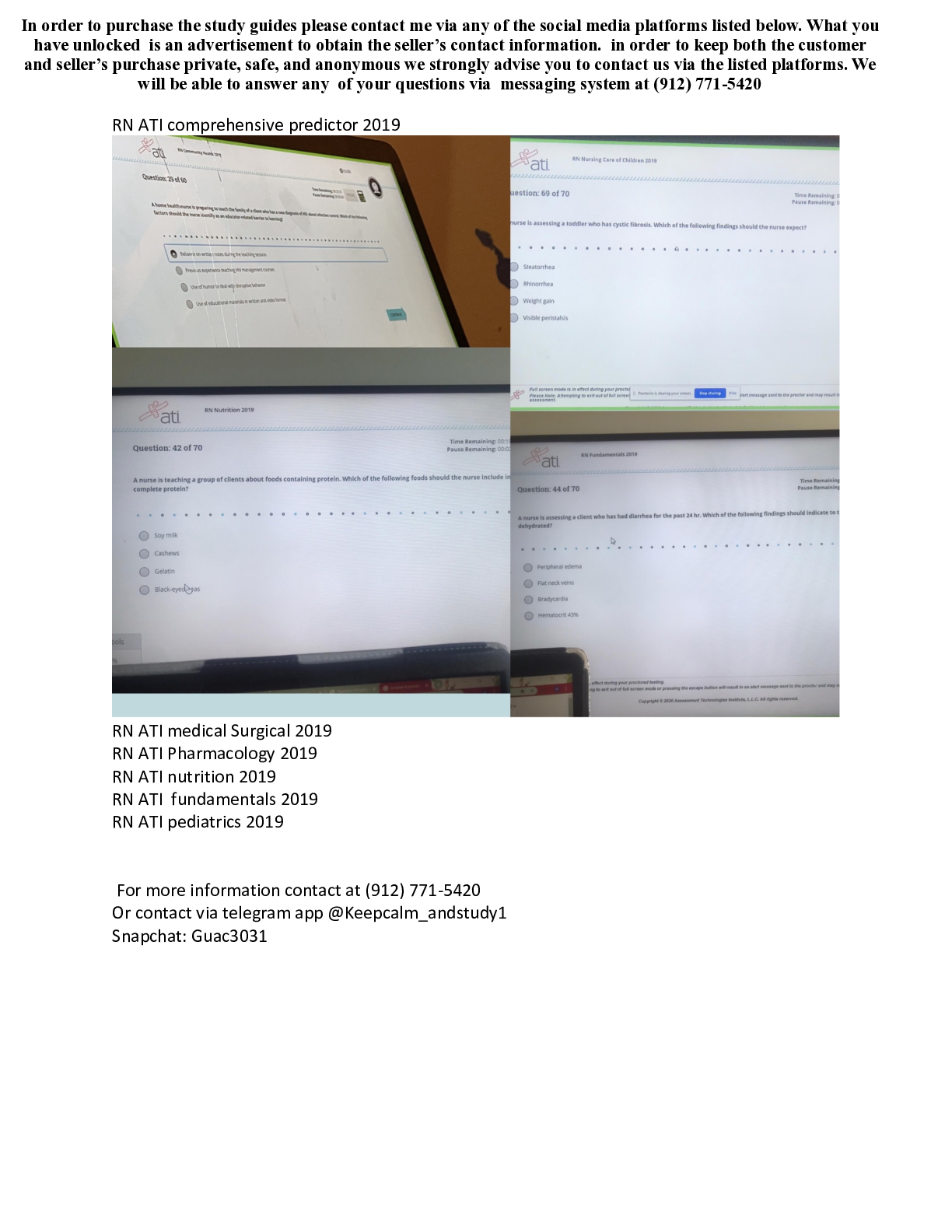 Preview image for ATI PHARMACOLOGY PROCTORED 2019